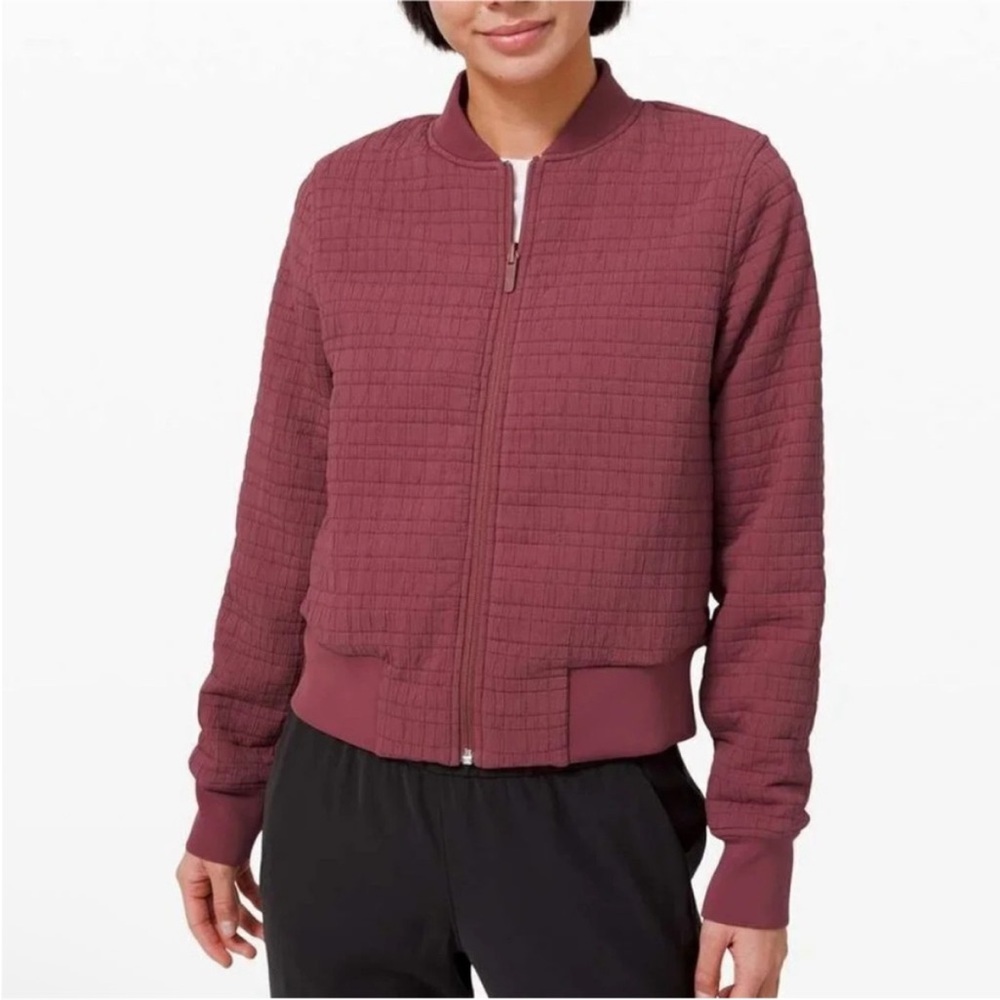 Lululemon Serene Travels reversible bomber jacket Red Chianti size 4 - Picture 2 of 4